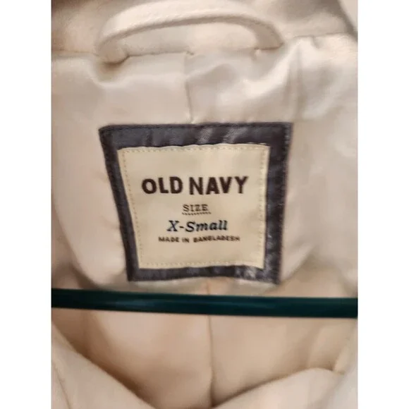 Old Navy Peacoat Women’s Size Extra Small Cream Long Sleeve Hood Lined Pockets - Picture 6 of 9